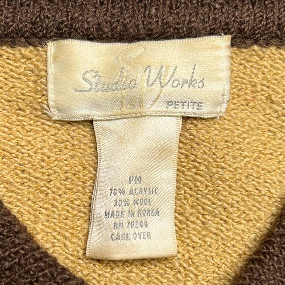 Vintage Y2K Studio Works Fair Isles Cardigan Sweater Open Front Indie Cabincore - Picture 4 of 8